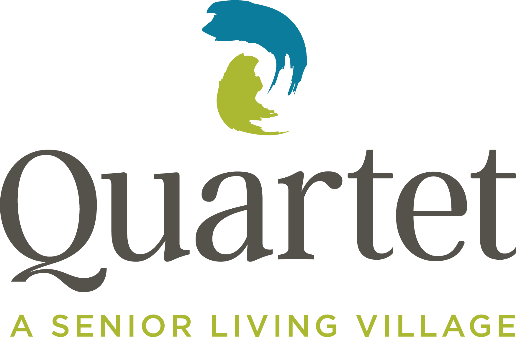 Quartet Senior Living logo in Bettendorf, Iowa with abstract brushstroke design